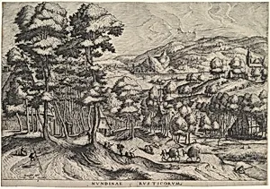 Rustic Market (Nundinae Rusticorum) from The Large Landscapes by Pieter Bruegel the Elder|Hieronymus Cock|Johannes van Doetecum I|Lucas van Doetecum