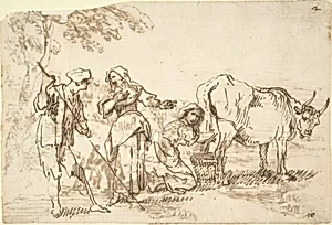 Rustic Scene (recto); Landscape (verso) by Anonymous, Italian, 17th century
