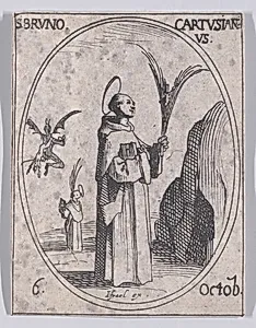 S. Bruno, chartreux (St. Bruno, Carthusian Monk), October 6th, from "Les Images De Tous Les Saincts et Saintes de L'Année" (Images of All of the Saints and Religious Events of the Year) by Jacques Callot|Israël Henriet