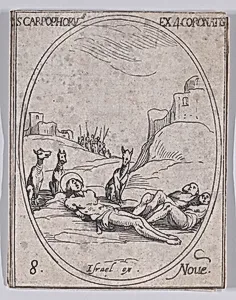 S. Carpophore et les 4 Saints Couronnés (St. Carpophorus and the 4 Crowned Saints), November 8th, from "Les Images De Tous Les Saincts et Saintes de L'Année" (Images of All of the Saints and Religious Events of the Year) by Israël Henriet|Jacques Callot