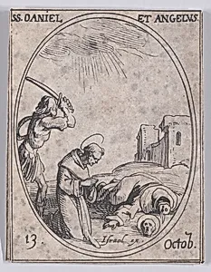 S. Daniel et S. Ange (St. Daniel and St. Angelus), October 13th, from "Les Images De Tous Les Saincts et Saintes de L'Année" (Images of All of the Saints and Religious Events of the Year) by Jacques Callot|Israël Henriet