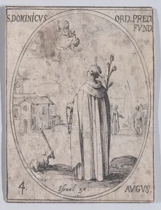 S. Dominique, fondateur de l'Ordre des Pères Prêcheurs (St. Dominic, Founder of the Order of Preachers), August 4th, from "Les Images De Tous Les Saincts et Saintes de L'Année" (Images of All of the Saints and Religious Events of the Year)