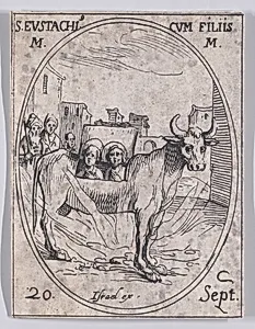 S. Eustache et Ses Enfants (St. Eustace and His Children), September 20th, from "Les Images De Tous Les Saincts et Saintes de L'Année" (Images of All of the Saints and Religious Events of the Year) by Jacques Callot|Israël Henriet