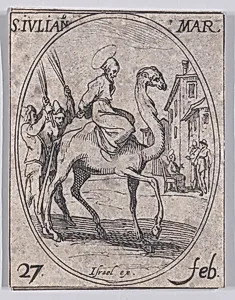 S. Julien, martyr (St. Julian, Martyr), February 27th, from "Les Images De Tous Les Saincts et Saintes de L'Année" (Images of All of the Saints and Religious Events of the Year) by Jacques Callot|Israël Henriet