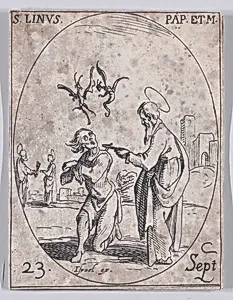 S. Lin, pape (St. Linus, Pope), September 23rd, from "Les Images De Tous Les Saincts et Saintes de L'Année" (Images of All of the Saints and Religious Events of the Year) by Jacques Callot|Israël Henriet