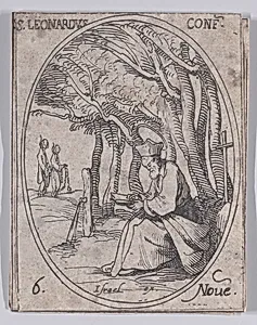 S. Léonard, confesseur (St. Leonard, Confessor), November 6th, from "Les Images De Tous Les Saincts et Saintes de L'Année" (Images of All of the Saints and Religious Events of the Year) by Israël Henriet|Jacques Callot