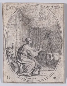 S. Luc, évangéliste (St. Luke, Evangelist), October 18th, from "Les Images De Tous Les Saincts et Saintes de L'Année" (Images of All of the Saints and Religious Events of the Year)