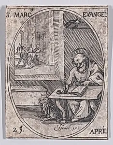 S. Marc, évangéliste (St. Mark, Evangelist), April 25th, from "Les Images De Tous Les Saincts et Saintes de L'Année" (Images of All of the Saints and Religious Events of the Year) by Jacques Callot|Israël Henriet