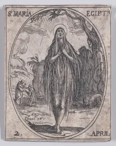 S. Marie Egyptienne (St. Mary of Egypt), April 2nd, from "Les Images De Tous Les Saincts et Saintes de L'Année" (Images of All of the Saints and Religious Events of the Year)