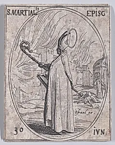 S. Martial, évêque (St. Martial, Bishop), June 30th, from "Les Images De Tous Les Saincts et Saintes de L'Année" (Images of All of the Saints and Religious Events of the Year) by Israël Henriet|Jacques Callot