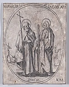 S. Philippe et S. Jacques, apôtres (St. Phillip and St. James, Apostles), May 1st, from "Les Images De Tous Les Saincts et Saintes de L'Année" (Images of All of the Saints and Religious Events of the Year) by Jacques Callot|Israël Henriet