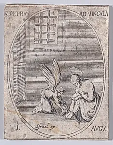 S. Pierre aux liens (St. Peter in Chains), August 1st, from "Les Images De Tous Les Saincts et Saintes de L'Année" (Images of All of the Saints and Religious Events of the Year) by Jacques Callot|Israël Henriet