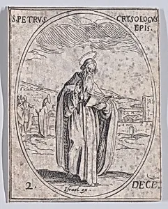 S. Pierre Chrysologe, eveque (St. Peter Chrysologus, Bishop), December 2nd, from "Les Images De Tous Les Saincts et Saintes de L'Année" (Images of All of the Saints and Religious Events of the Year) by Jacques Callot|Israël Henriet
