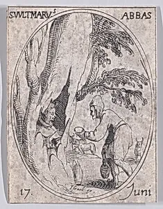 S. Vultmar, abbé (St. Vultmar, Abbot), June 17th, from "Les Images De Tous Les Saincts et Saintes de L'Année" (Images of All of the Saints and Religious Events of the Year) by Jacques Callot|Israël Henriet