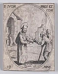 S. Yves, prêtre et confesseur (St. Ivo, Priest and Confessor), May 19th, from "Les Images De Tous Les Saincts et Saintes de L'Année" (Images of All of the Saints and Religious Events of the Year) by Jacques Callot|Israël Henriet
