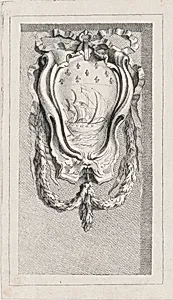 Sailboat within a cartouche, after a bas-relief on the Fontaine des Quatre-Saisons (Paris) by Edme Bouchardon|Anonymous, French, 18th century