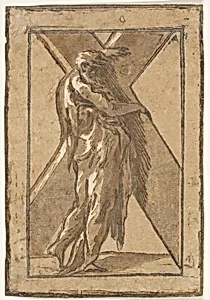Saint Andrew standing in profile holding a large cross from a series of 'Twelve Apostles' by Antonio da Trento|Parmigianino (Girolamo Francesco Maria Mazzola)|Niccolò Vicentino