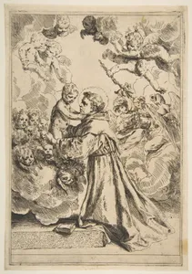 Saint Anthony of Padua adoring the Christ Child in Glory, copy after Cantarini