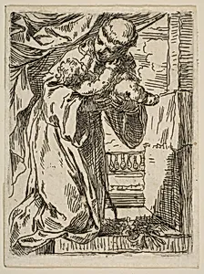 Saint Anthony of Padua holding the Christ Child by Simone Cantarini
