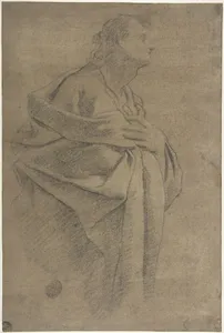 Saint Bartholomew (recto); Study of Drapery and Two Hands (verso)