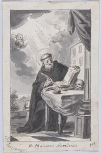 Saint Benedetto dell’Antella seated and writing in a book