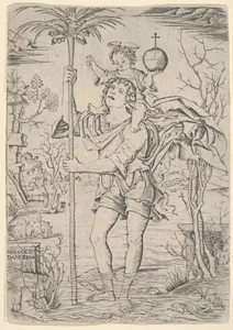 Saint Christopher with the Christ Child on his shoulder