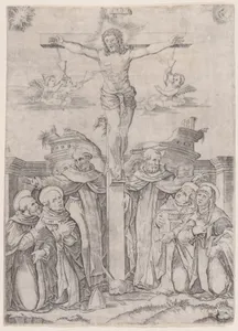 Saint Dominic and the Holy Saints of His Order with the Crucifix