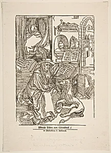 Saint Jerome Extracting a Thorn from the Lion's Foot, 19th century reprint by Albrecht Dürer