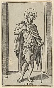 Saint Job, wearing a cloak, from "Piccoli Santi" (Small Saints) by Marcantonio Raimondi|Raphael (Raffaello Sanzio or Santi)
