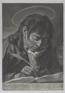 Saint John the Evangelist; head and shoulders, writing with a quill