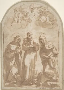Saint Louis of France, Saint Francis, and a Female Monastic Saint