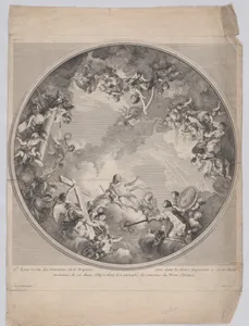 Saint Louis presenting his sword to Christ, after a ceiling design
