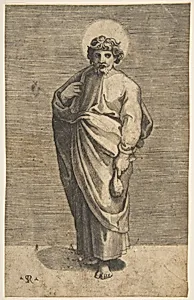 Saint Matthew holding a pouch by Raphael (Raffaello Sanzio or Santi)|Marco Dente|Marcantonio Raimondi