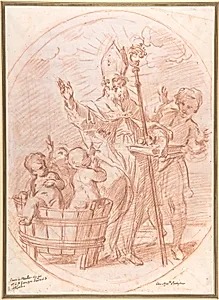 Saint Nicholas of Bari Resuscitating Three Children Discovered in a Tub of Brine by Giovanni Agostino Ratti