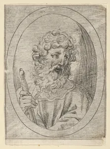 Saint Paul holding a sword, in an oval frame, from Christ, the Virgin, and Thirteen Apostles