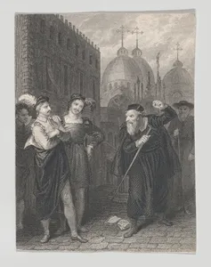 Salanio, Salerio and Shylock (Shakespeare, Merchant of Venice, Act 3, Scene 1)