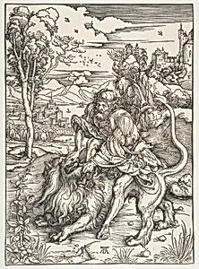 Samson Rending the Lion by Albrecht Dürer