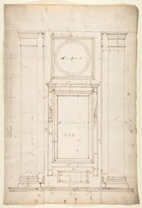 San Lorenzo, Library, Ricetto, window, elevation (recto) San Lorenzo, Library, Ricetto, column, elevation; details, elevation (verso)