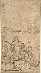 San Ponziano in an Amphitheatre Being Exposed to Lions by Christoph Unterberger