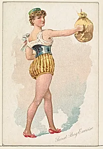 Sand Bag Exercise, from the Pretty Athletes series (N196) issued by Wm. S. Kimball & Co. by Julius Bien & Co.|William S. Kimball & Company