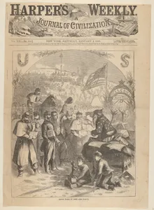 Santa Claus in Camp (from "Harper's Weekly," vol. 7, p. 1)