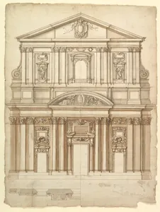 Santa Maria in Vallicella, elevation; plan (recto) blank (verso)