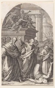 Sapphira Punished by Death, plate 5 from Les Tableaux de Rome, Les Eglises Jubilaires (The Paintings of Rome, The Churches Jubilee)