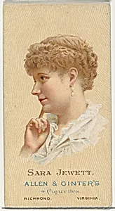 Sara Jewett, from World's Beauties, Series 2 (N27) for Allen & Ginter Cigarettes by Allen & Ginter|Lindner, Eddy & Claus