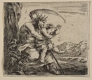 Saturn, from 'Game of Mythology' (Jeu de la Mythologie) by Stefano della Bella|Jean Desmarets de Saint-Sorlin|Henri Le Gras|Louis XIV, King of France|Cardinal Jules Mazarin