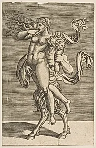 Satyr carrying a nymph restraining her right arm