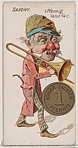 Saxony, 1 Pfennig, from the series Coins of All Nations (N72, variation 1) for Duke brand cigarettes by W. Duke, Sons & Co.