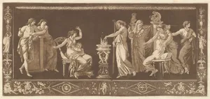 Scène de Sacrifice (Antique Sacrifice), from Recueil de Différentes Compositions Frises et Ornements dessinées et gravées à la manière du lavis par La Grenée le Juene Se trouve chez l'Auteur, au Louvre et chez Basan, rue et Hôtel Serpente A Paris, in an album containing Recueil de Compositions par Lagrenée Le Jeune (Collection of Compositions by Lagrenée the Younger)