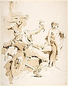 Scherzo di Fantasia: Seated Warrior Holding a Serpent, and Standing Youth by Giovanni Battista Tiepolo