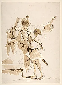 Scherzo di Fantasia: Two Standing Orientals and a Standing Youth with a Sword by Giovanni Battista Tiepolo